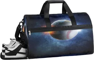 Galaxy Theme Sports Gym Bag with Wet Pocket & Shoes Compartment Waterproof Workout Duffel Bag for Women and Men Weekender Overnight Duffle Bag Travel Carry-on Tote