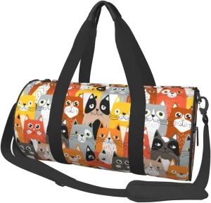 Gbuzozie Cute Cats Sports Gym Bag Travel Duffel Bag Shoes Compartment For Men Women Foldable Lightweight Yoga Gym Sports Bag, Cats #03, One Size