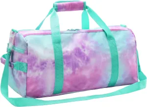 Girls Dance Bag Kids Small Gym Duffle Bag with Wet Pocket & Shoes Compartment for Weekend Overnight Traveling, Green-MZMB, Carry On 18 inch, Small Gym Bag
