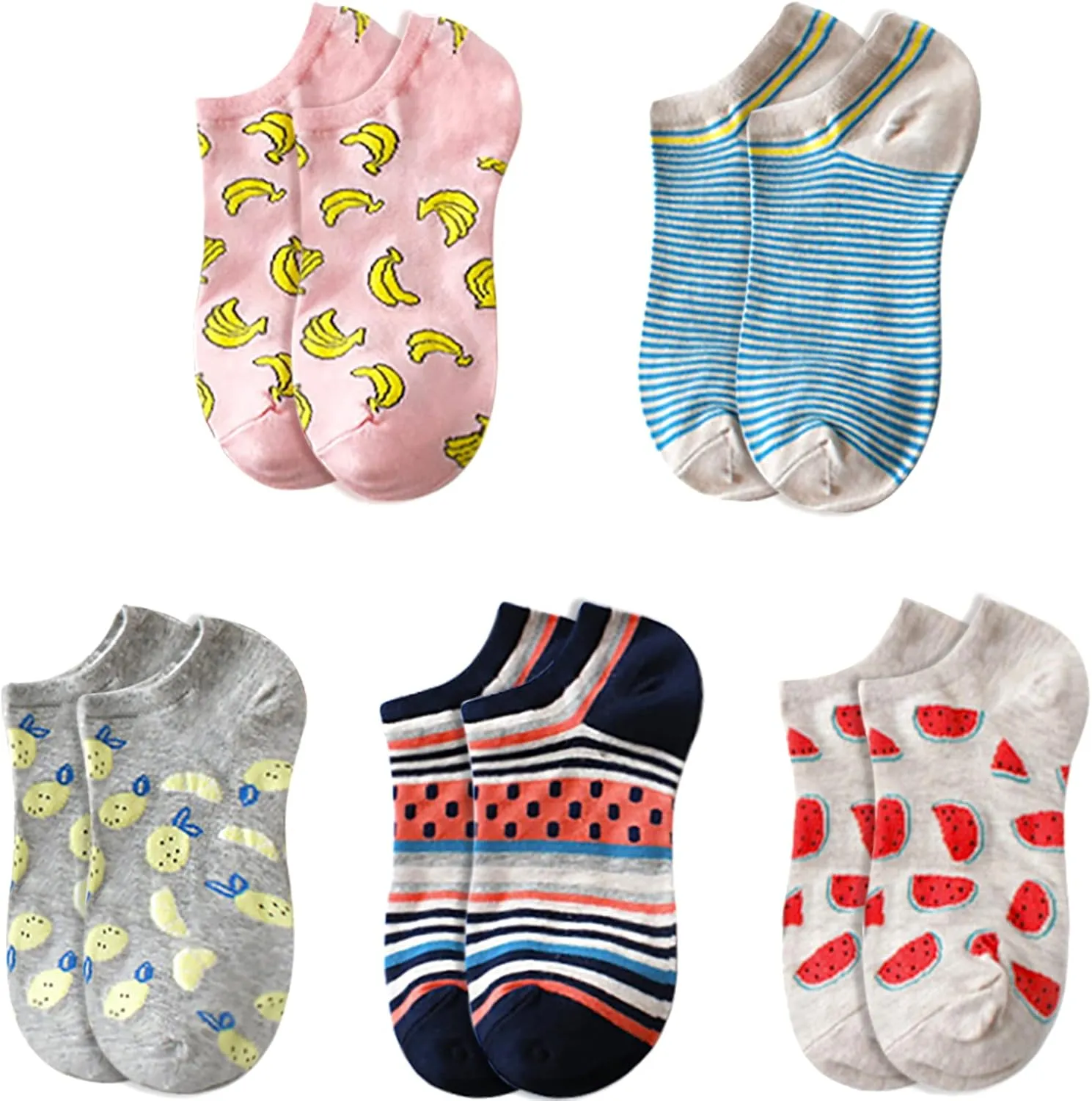 Glamorstar Women Socks Cotton No Show Low Cut Socks Ankle Sock 5 Pack