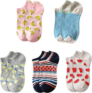 Glamorstar Women Socks Cotton No Show Low Cut Socks Ankle Sock 5 Pack
