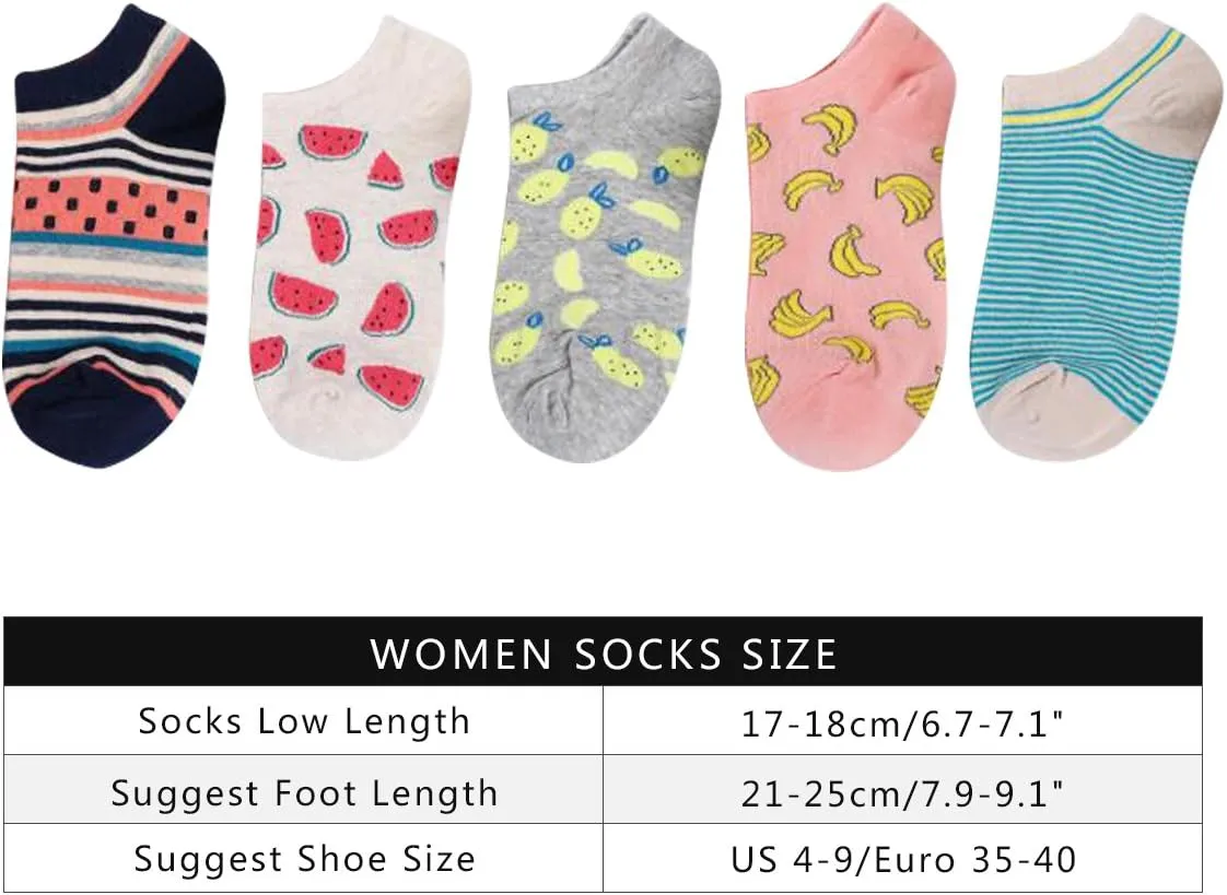 Glamorstar Women Socks Cotton No Show Low Cut Socks Ankle Sock 5 Pack