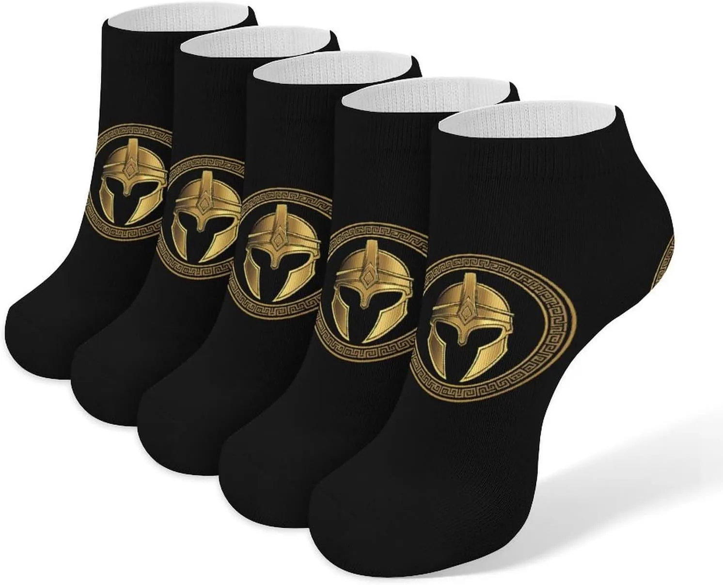 Greek Spartan Helmet 5 Pairs Low Cut Ankle Socks for Men Women Athletic Running Socks No Show Breathable