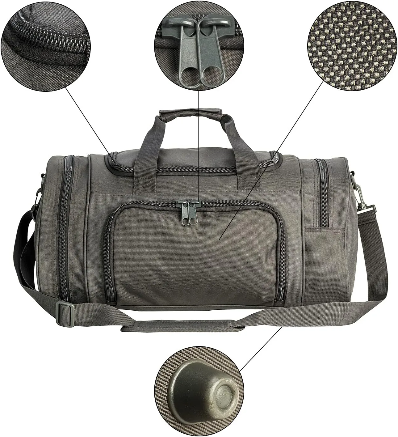 Greencity Gym Bag Travel Duffel Bag Sports Tote Tactical Army Weekender Work Out Bags for Women & Men Lightweight Waterproof Shoe Pocket,Grey 21 Inch