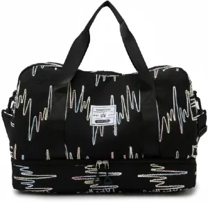 Gym Bag for Women with Double Layer Travel Makeup Bag, Gym Duffel Bag, Weekender Overnight Bag with Wet Pocket and Shoes Compartment for Women (Black)