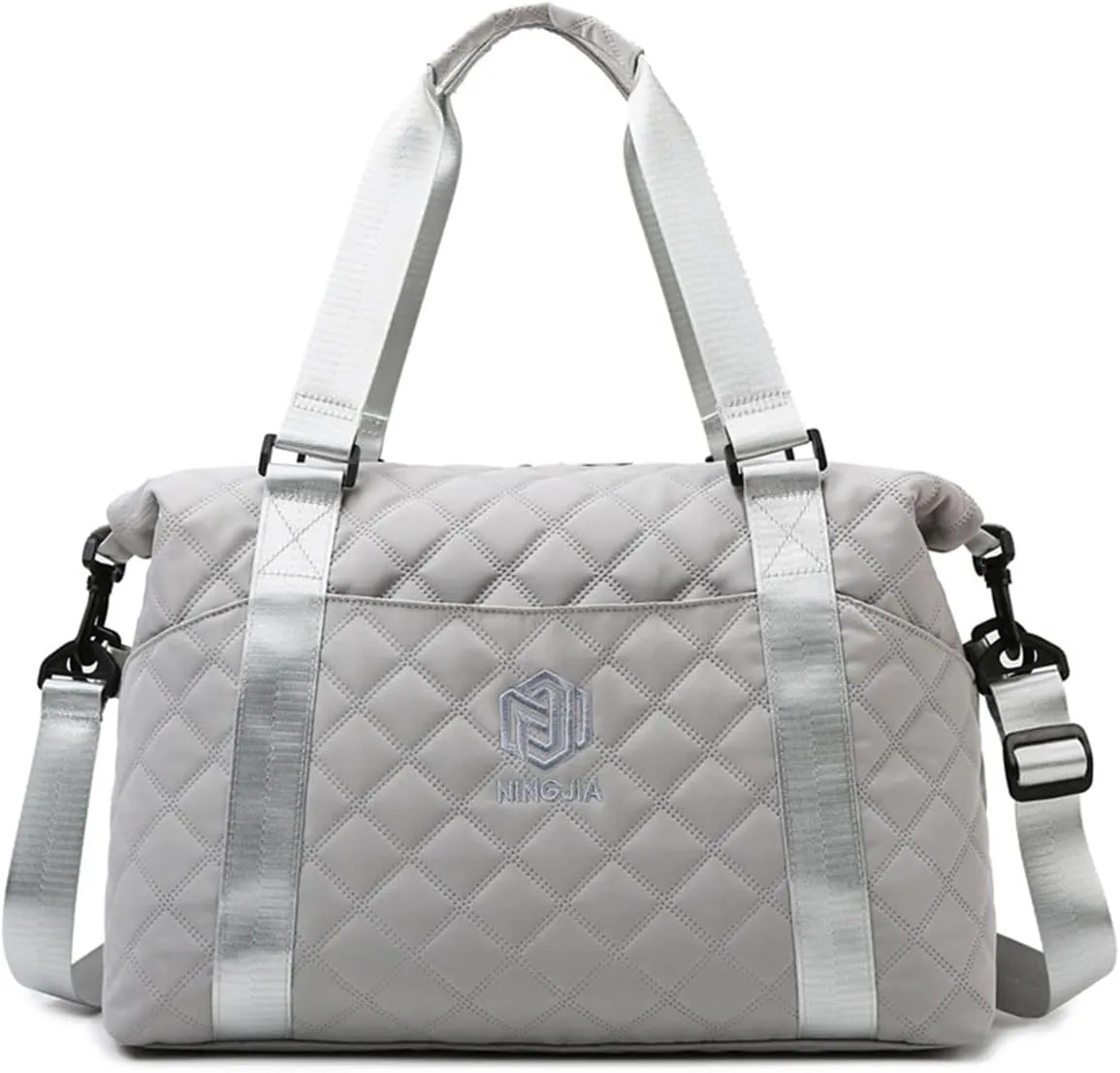 Gym Bag for Women,Sports Travel Duffel Bag, Weekender Overnight Bag with Wet Pocket and Shoes Compartment for Women, Travel,Workout,Gym, Yoga 1108 (Gray)