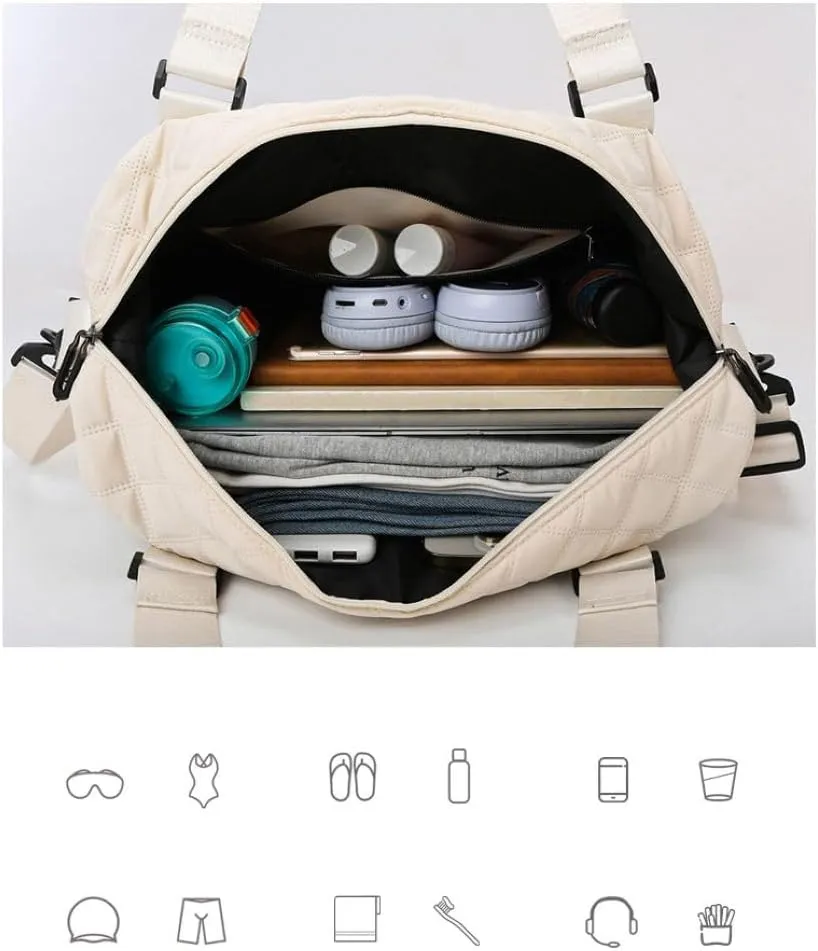 Gym Bag for Women,Sports Travel Duffel Bag, Weekender Overnight Bag with Wet Pocket and Shoes Compartment for Women, Travel,Workout,Gym, Yoga 1108 (Gray)