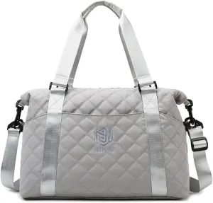Gym Bag for Women,Sports Travel Duffel Bag, Weekender Overnight Bag with Wet Pocket and Shoes Compartment for Women, Travel,Workout,Gym, Yoga 1108 (Gray)