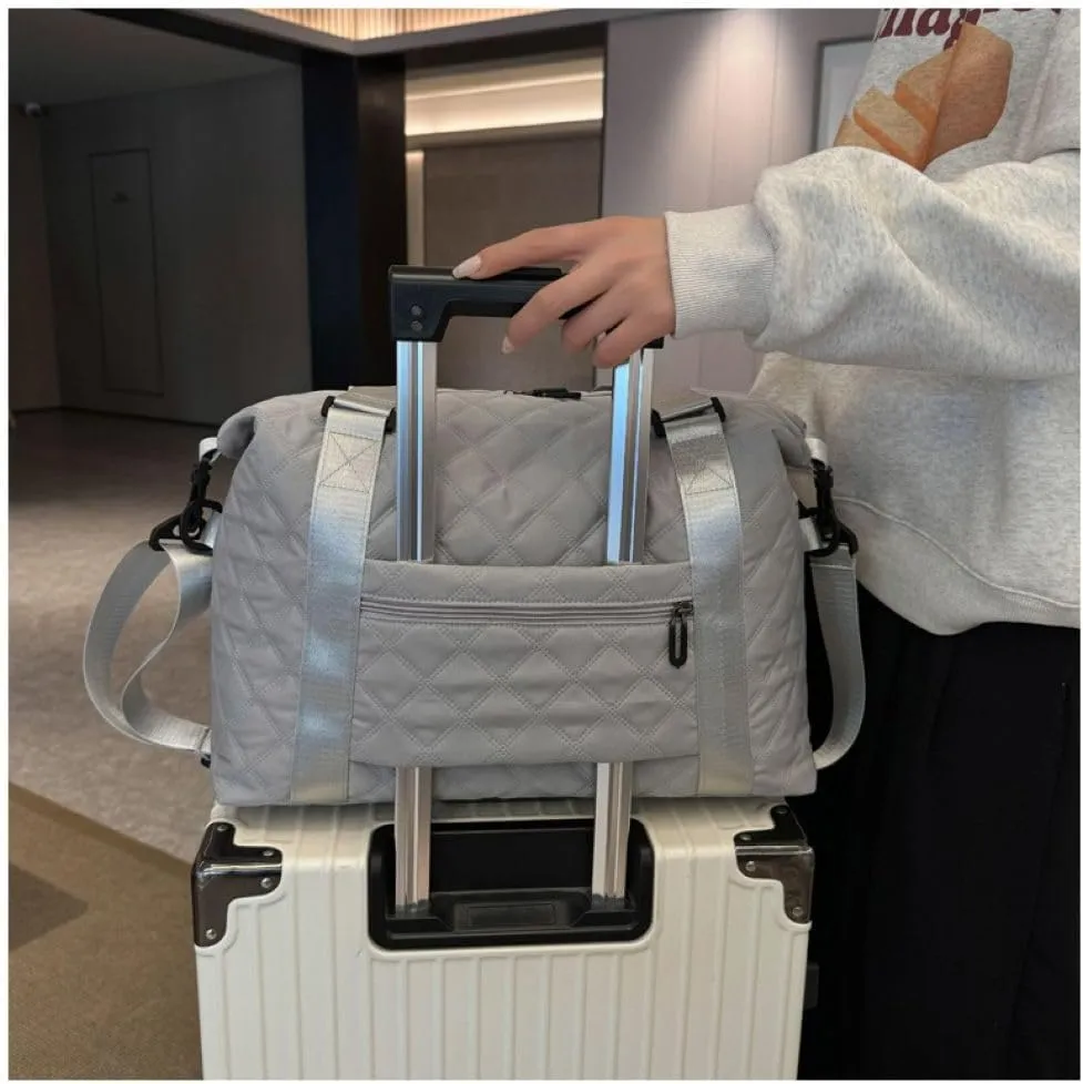 Gym Bag for Women,Sports Travel Duffel Bag, Weekender Overnight Bag with Wet Pocket and Shoes Compartment for Women, Travel,Workout,Gym, Yoga 1108 (Gray)