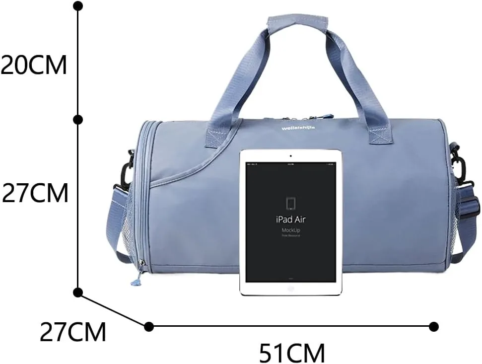 Gym Bag for Women,Sports Travel Duffel Bag, Weekender Overnight Bag with Wet Pocket and Shoes Compartment for Women, Travel,Workout,Gym, Yoga 632 (Blue)
