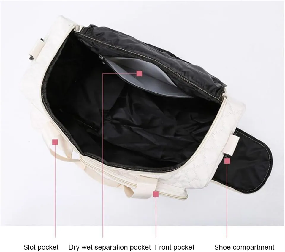 Gym Bag for Women,Sports Travel Duffel Bag, Weekender Overnight Bag with Wet Pocket and Shoes Compartment for Women, Travel,Workout,Gym, Yoga 766 (Gray)
