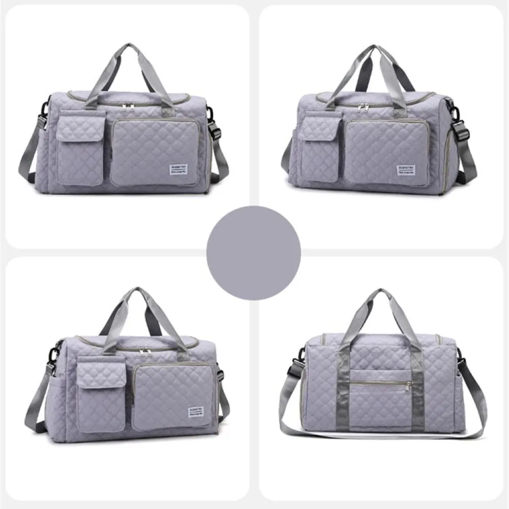Gym Bag for Women,Sports Travel Duffel Bag, Weekender Overnight Bag with Wet Pocket and Shoes Compartment for Women, Travel,Workout,Gym, Yoga 766 (Gray)