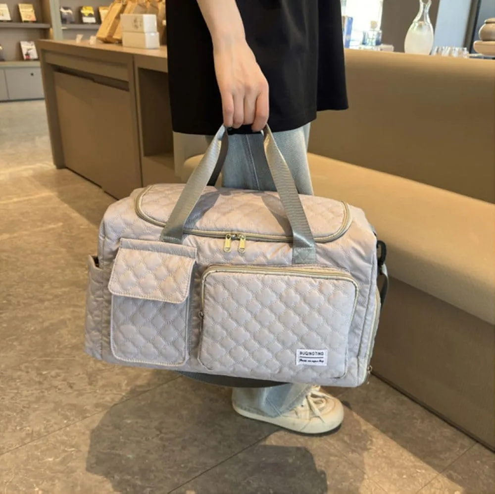 Gym Bag for Women,Sports Travel Duffel Bag, Weekender Overnight Bag with Wet Pocket and Shoes Compartment for Women, Travel,Workout,Gym, Yoga 766 (Gray)