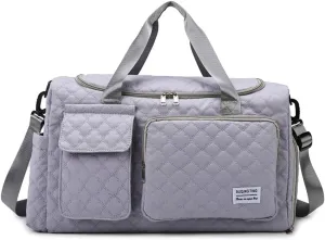 Gym Bag for Women,Sports Travel Duffel Bag, Weekender Overnight Bag with Wet Pocket and Shoes Compartment for Women, Travel,Workout,Gym, Yoga 766 (Gray)
