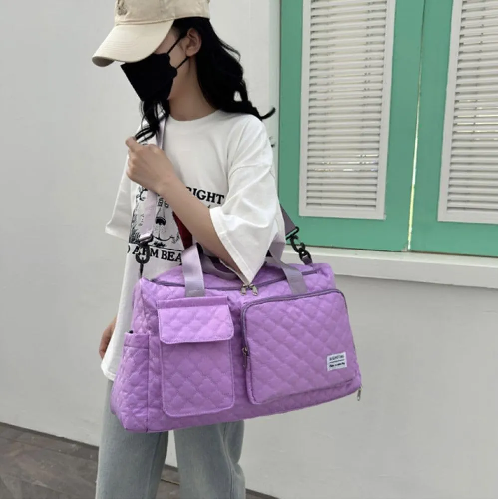 Gym Bag for Women,Sports Travel Duffel Bag, Weekender Overnight Bag with Wet Pocket and Shoes Compartment for Women, Travel,Workout,Gym, Yoga 766 (Purple)