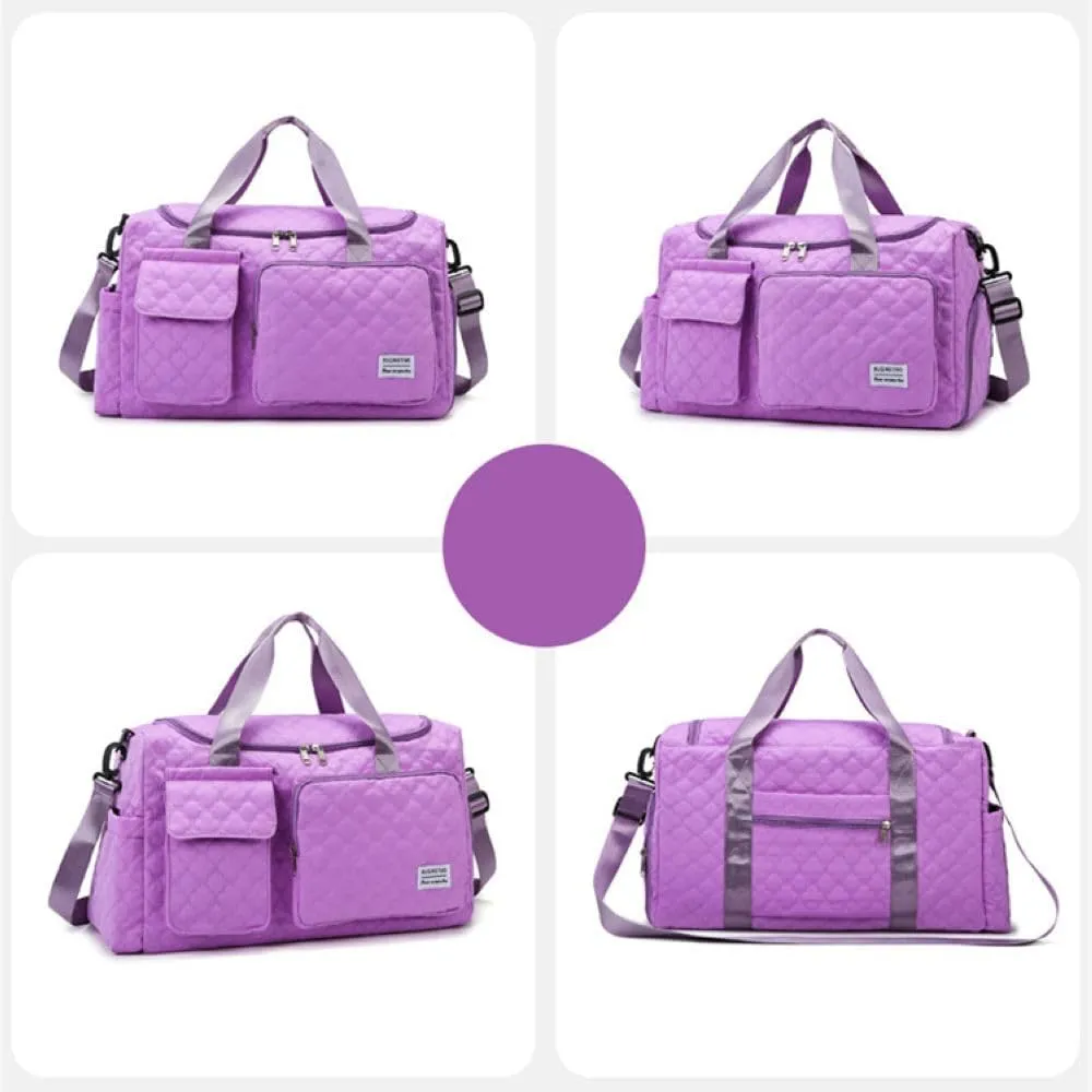 Gym Bag for Women,Sports Travel Duffel Bag, Weekender Overnight Bag with Wet Pocket and Shoes Compartment for Women, Travel,Workout,Gym, Yoga 766 (Purple)