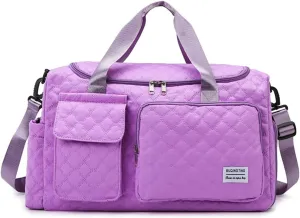 Gym Bag for Women,Sports Travel Duffel Bag, Weekender Overnight Bag with Wet Pocket and Shoes Compartment for Women, Travel,Workout,Gym, Yoga 766 (Purple)