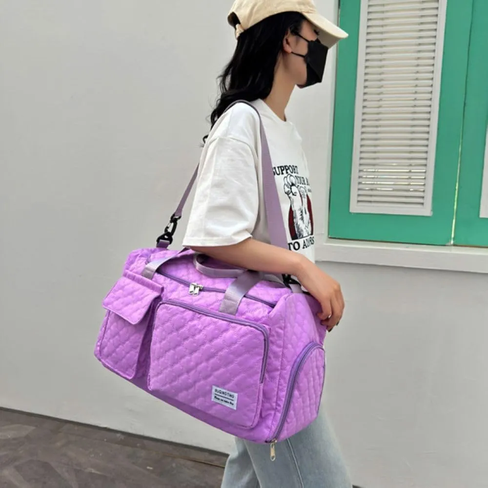 Gym Bag for Women,Sports Travel Duffel Bag, Weekender Overnight Bag with Wet Pocket and Shoes Compartment for Women, Travel,Workout,Gym, Yoga 766 (Purple)
