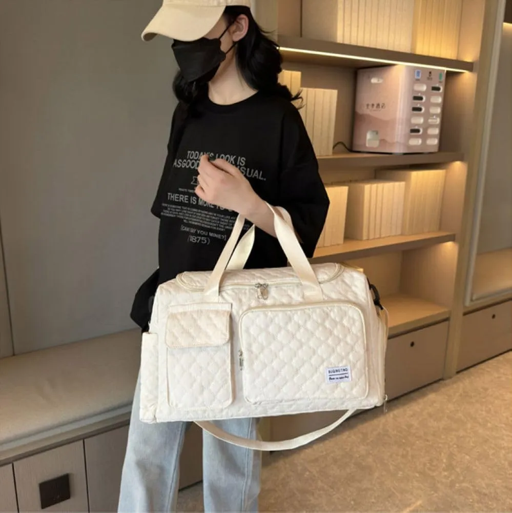 Gym Bag for Women,Sports Travel Duffel Bag, Weekender Overnight Bag with Wet Pocket and Shoes Compartment for Women, Travel,Workout,Gym, Yoga 766 (White)