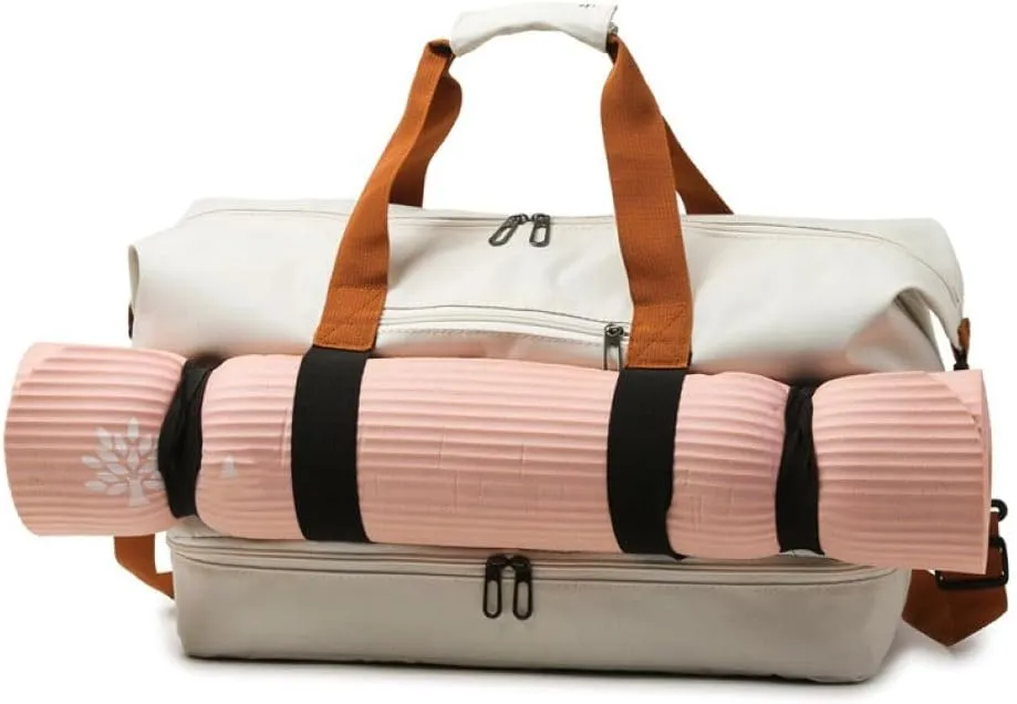 Gym Bag for Women,Sports Travel Duffel Bag, Weekender Overnight Bag with Wet Pocket and Shoes Compartment for Women, Travel,Workout,Gym, Yoga 8100 (Beige)
