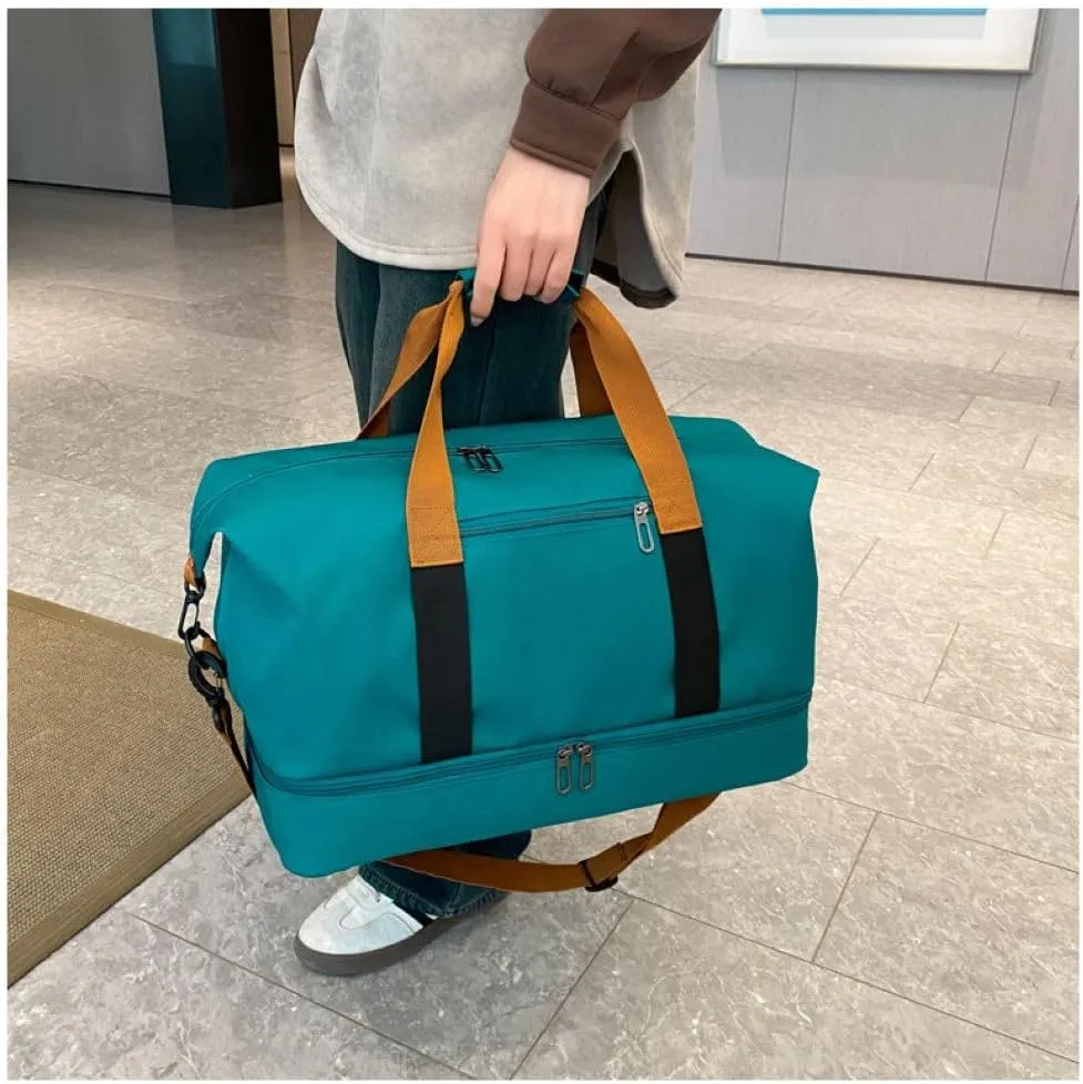 Gym Bag for Women,Sports Travel Duffel Bag, Weekender Overnight Bag with Wet Pocket and Shoes Compartment for Women, Travel,Workout,Gym, Yoga 8100 (Green)
