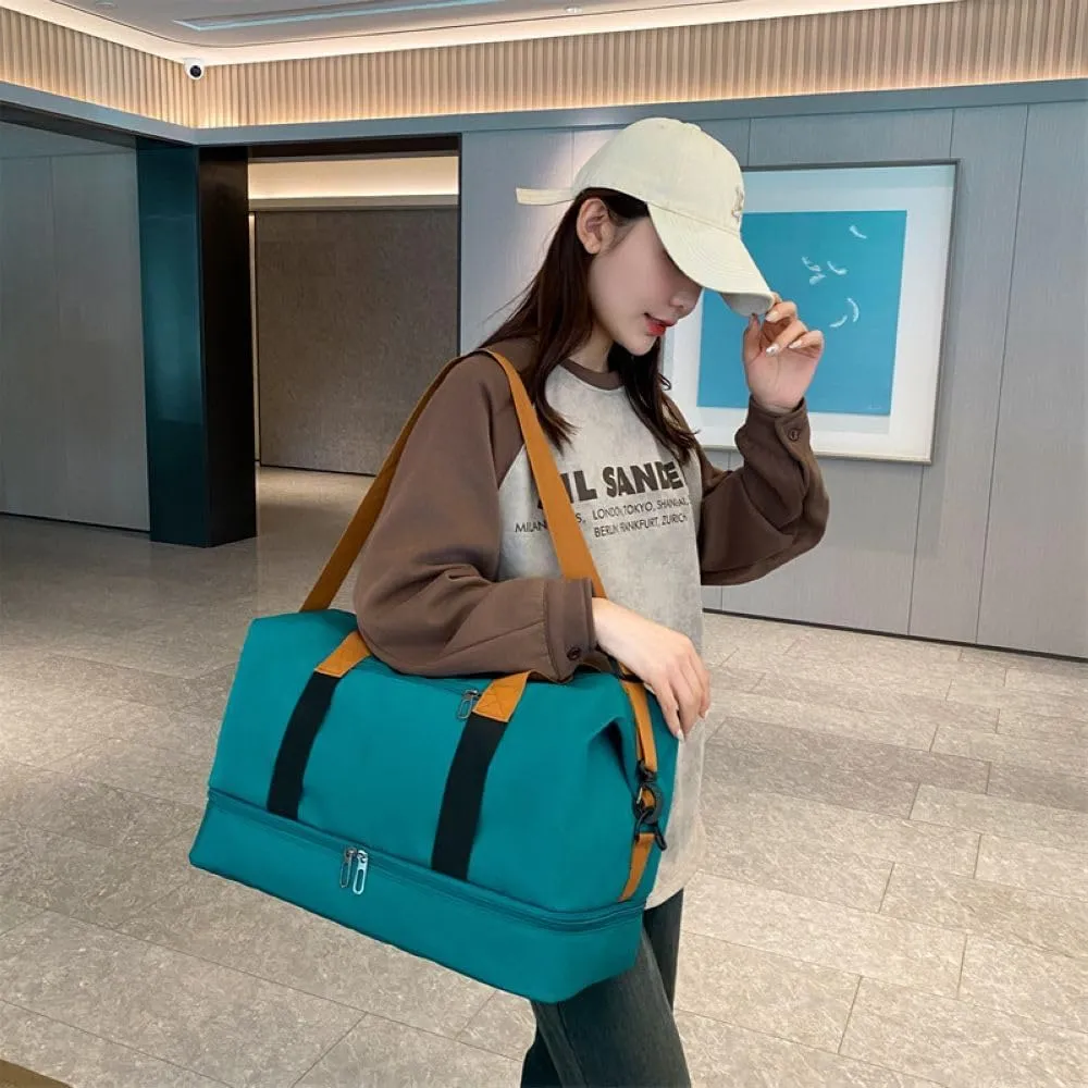 Gym Bag for Women,Sports Travel Duffel Bag, Weekender Overnight Bag with Wet Pocket and Shoes Compartment for Women, Travel,Workout,Gym, Yoga 8100 (Green)