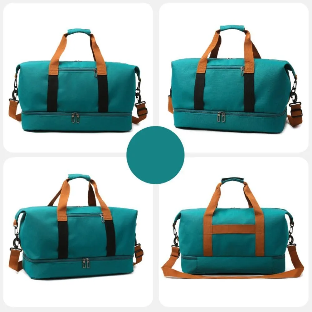 Gym Bag for Women,Sports Travel Duffel Bag, Weekender Overnight Bag with Wet Pocket and Shoes Compartment for Women, Travel,Workout,Gym, Yoga 8100 (Green)