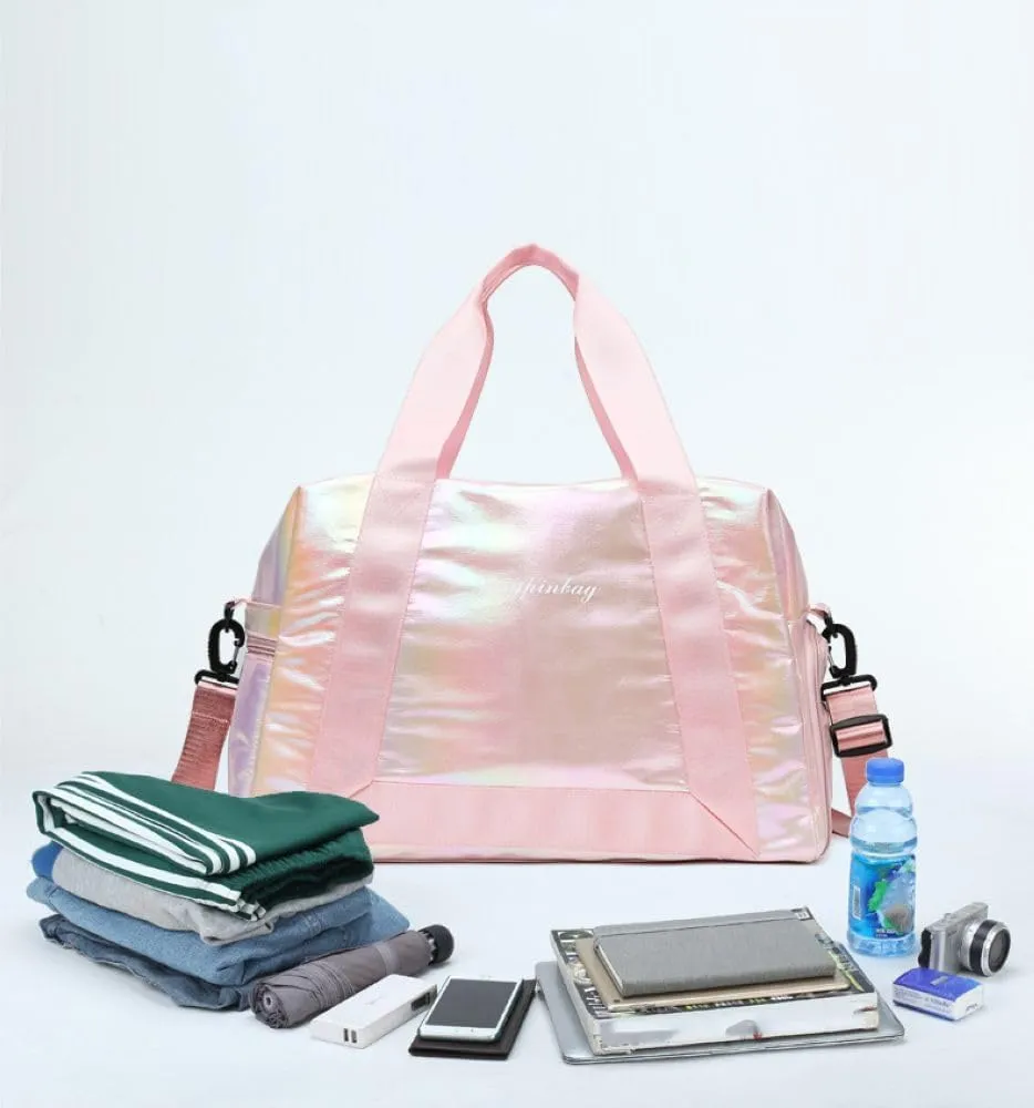 Gym Bag for Women,Sports Travel Duffel Bag, Weekender Overnight Bag with Wet Pocket and Shoes Compartment for Women, Travel,Workout,Gym, Yoga 913 (Pink)