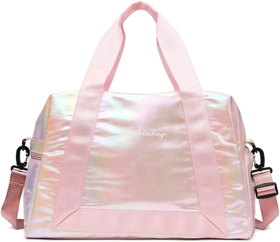 Gym Bag for Women,Sports Travel Duffel Bag, Weekender Overnight Bag with Wet Pocket and Shoes Compartment for Women, Travel,Workout,Gym, Yoga 913 (Pink)
