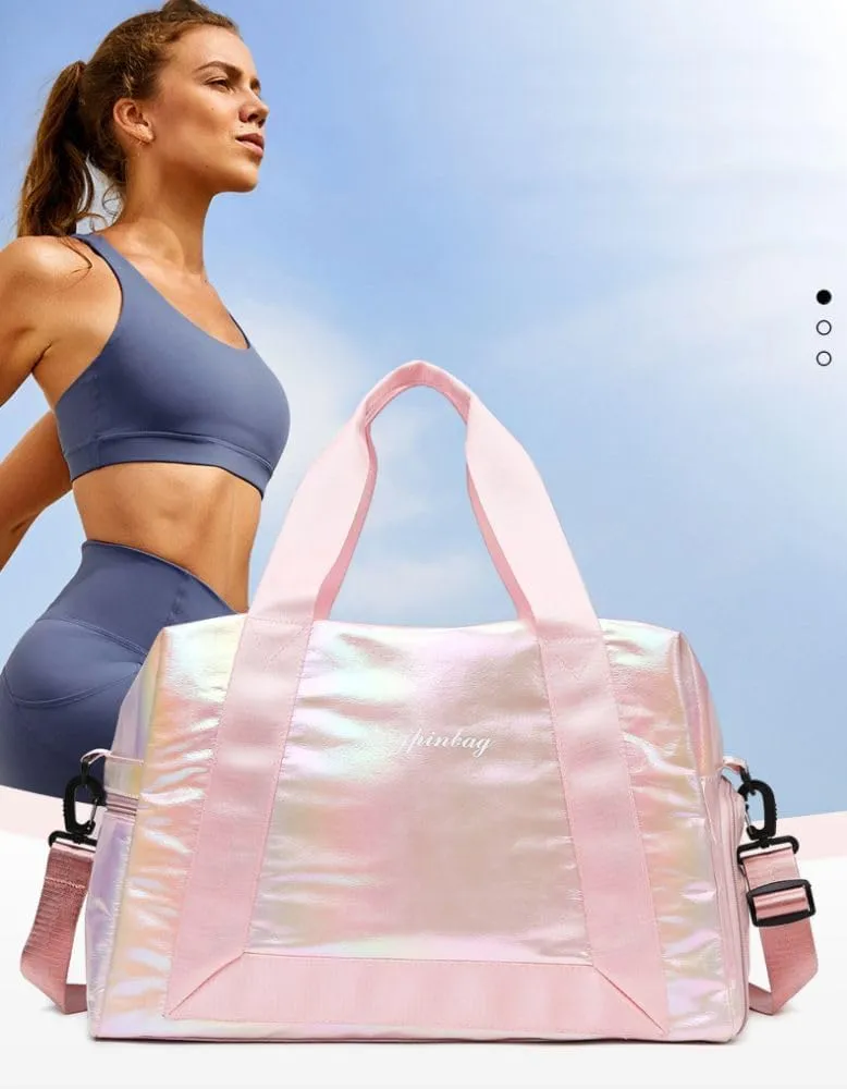 Gym Bag for Women,Sports Travel Duffel Bag, Weekender Overnight Bag with Wet Pocket and Shoes Compartment for Women, Travel,Workout,Gym, Yoga 913 (Pink)