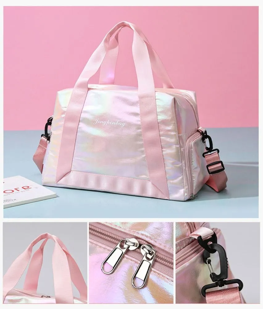 Gym Bag for Women,Sports Travel Duffel Bag, Weekender Overnight Bag with Wet Pocket and Shoes Compartment for Women, Travel,Workout,Gym, Yoga 913 (Pink)