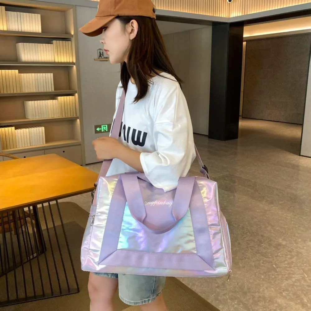 Gym Bag for Women,Sports Travel Duffel Bag, Weekender Overnight Bag with Wet Pocket and Shoes Compartment for Women, Travel,Workout,Gym, Yoga 913 (Purple)