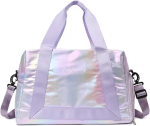 Gym Bag for Women,Sports Travel Duffel Bag, Weekender Overnight Bag with Wet Pocket and Shoes Compartment for Women, Travel,Workout,Gym, Yoga 913 (Purple)