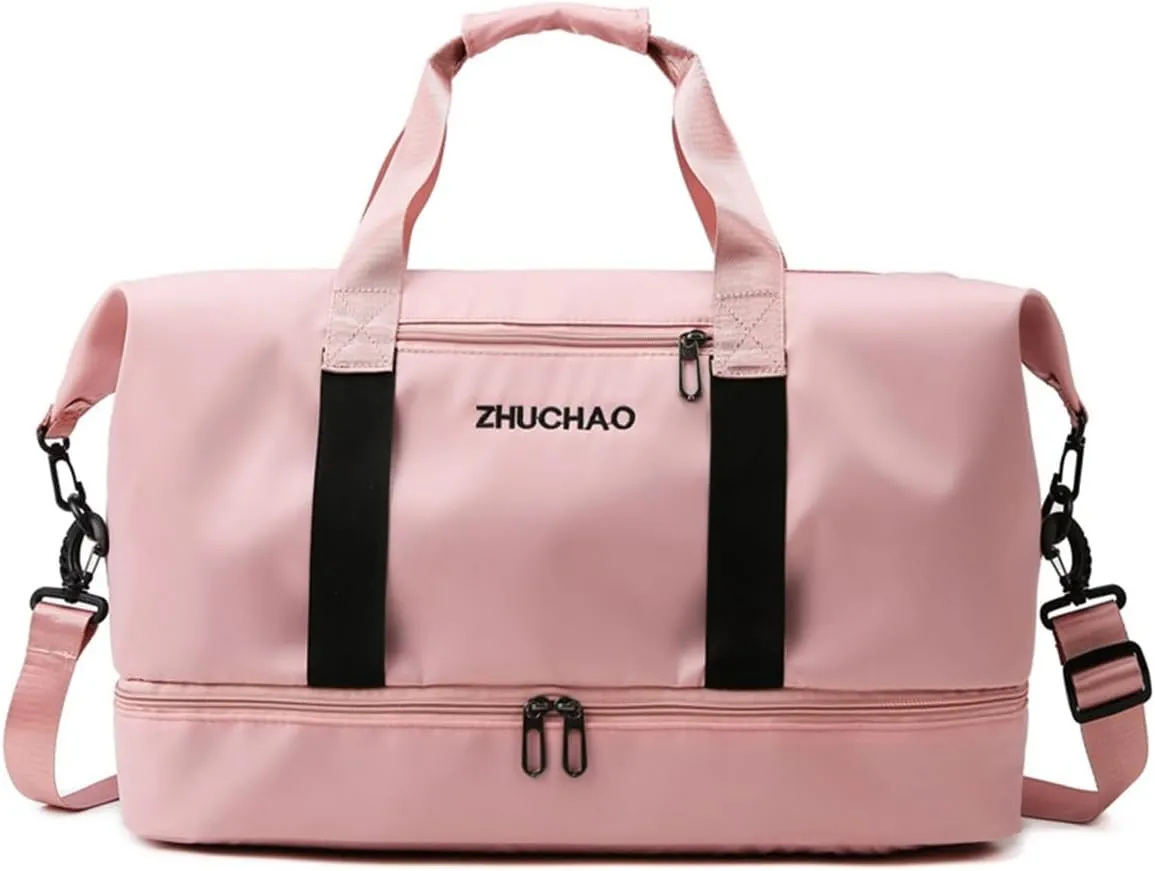 Gym Bag for Women,Sports Travel Duffel Bag, Weekender Overnight Bag with Wet Pocket and Shoes Compartment for Women, Travel,Workout,Gym, Yoga 915 (Pink)