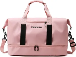 Gym Bag for Women,Sports Travel Duffel Bag, Weekender Overnight Bag with Wet Pocket and Shoes Compartment for Women, Travel,Workout,Gym, Yoga 915 (Pink)