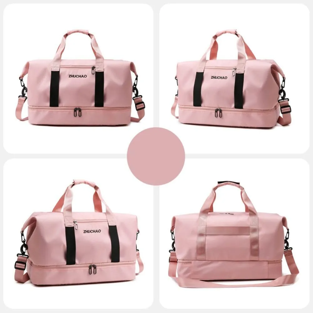 Gym Bag for Women,Sports Travel Duffel Bag, Weekender Overnight Bag with Wet Pocket and Shoes Compartment for Women, Travel,Workout,Gym, Yoga 915 (Pink)
