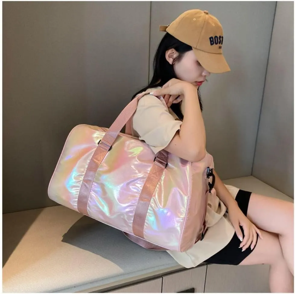 Gym Bag for Women,Sports Travel Duffel Bag, Weekender Overnight Bag with Wet Pocket and Shoes Compartment for Women, Travel,Workout,Gym, Yoga G10 (Pink)