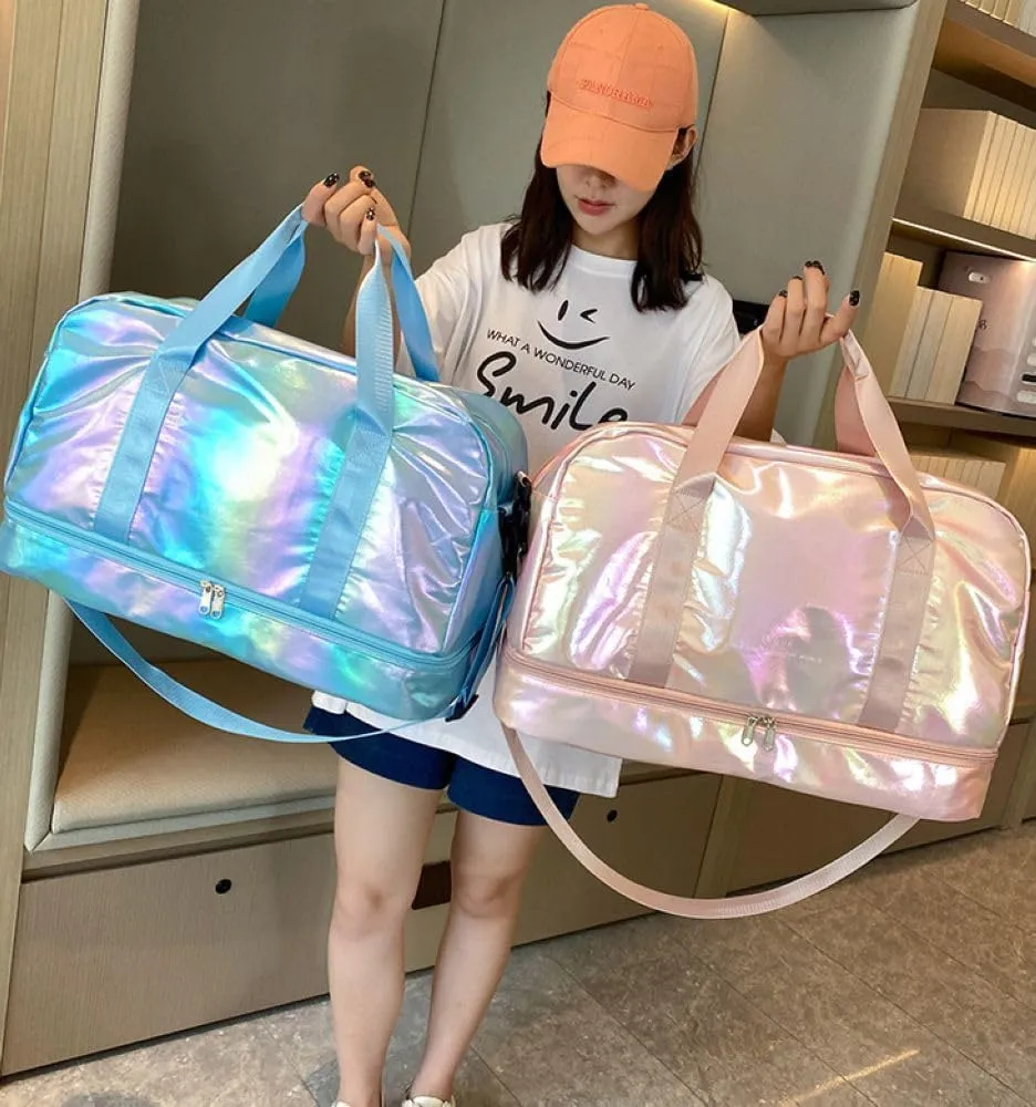 Gym Bag for Women,Sports Travel Duffel Bag, Weekender Overnight Bag with Wet Pocket and Shoes Compartment for Women, Travel,Workout,Gym, Yoga G17 (Pink)