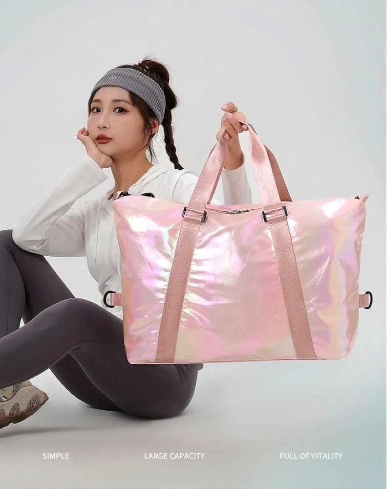 Gym Bag for Women,Sports Travel Duffel Bag, Weekender Overnight Bag with Wet Pocket and Shoes Compartment for Women, Travel,Workout,Gym, Yoga zmn085 (Pink)