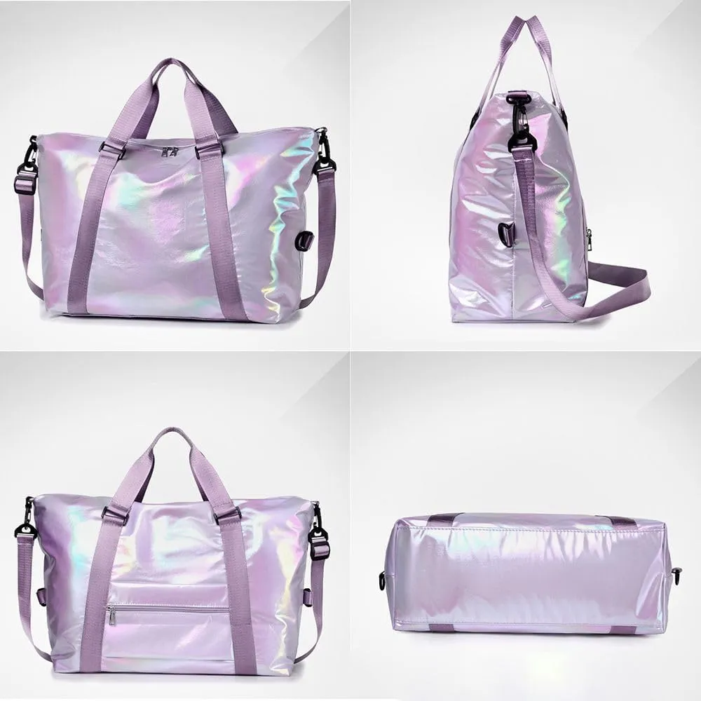 Gym Bag for Women,Sports Travel Duffel Bag, Weekender Overnight Bag with Wet Pocket and Shoes Compartment for Women, Travel,Workout,Gym, Yoga zmn085 (Purple)
