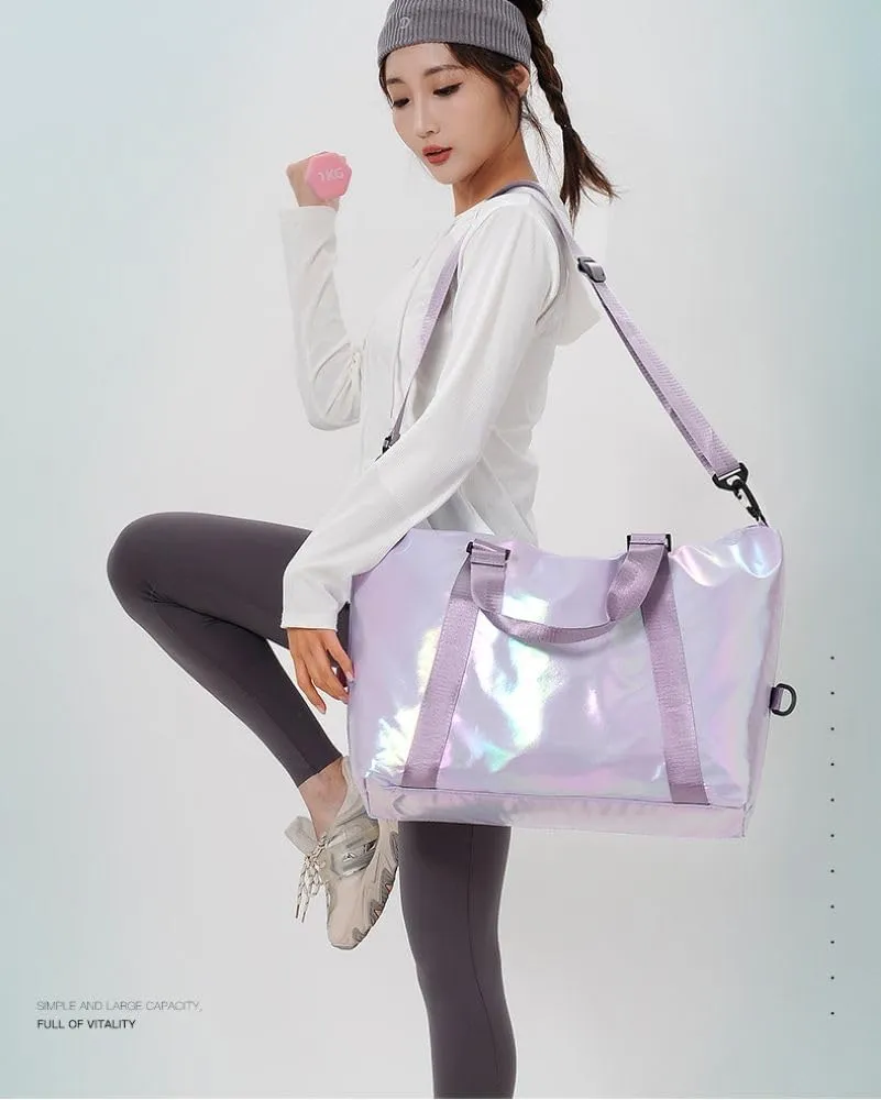 Gym Bag for Women,Sports Travel Duffel Bag, Weekender Overnight Bag with Wet Pocket and Shoes Compartment for Women, Travel,Workout,Gym, Yoga zmn085 (Purple)