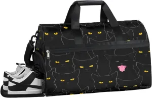Halloween Cat Animals Sports Gym Bag with Wet Pocket & Shoes Compartment Waterproof Workout Duffel Bag for Women and Men Weekender Overnight Duffle Bag Travel Carry-on Tote