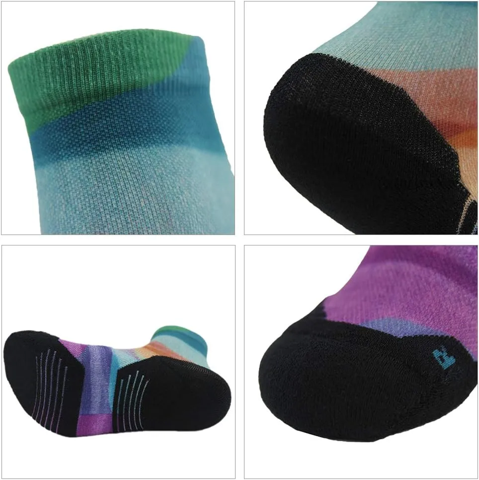 HUSO Unisex Digital Printed Athletic Quarter Running Socks 2,3,4,6,11 Pairs