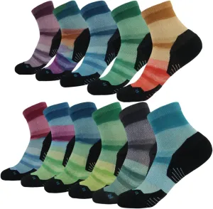 HUSO Unisex Digital Printed Athletic Quarter Running Socks 2,3,4,6,11 Pairs