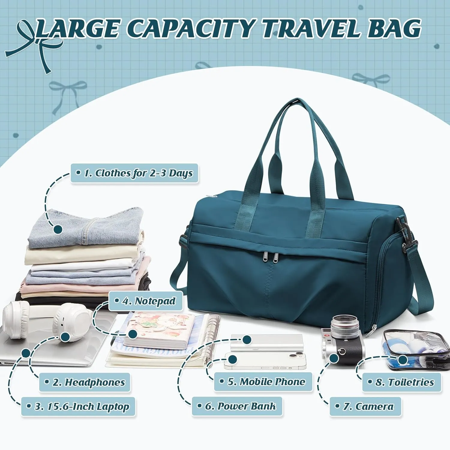 HYC00 Sporty Duffel Bag Women Men Fitness Bag Sports Bag Women's Sports Gym Bags with Shoe Compartment Gym Bag Hospital Bag Overnight Bag Hand Luggage with Wet Pocket Weekender Bag Travel Duffel Bags