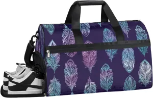 Indian Ornament Pattern Resistant Sports Gym Bag for Women Men Travel Duffel bag with Wet Pocket & Shoes Compartment Waterproof Weekender Bag 19.7"x9.9"x13"
