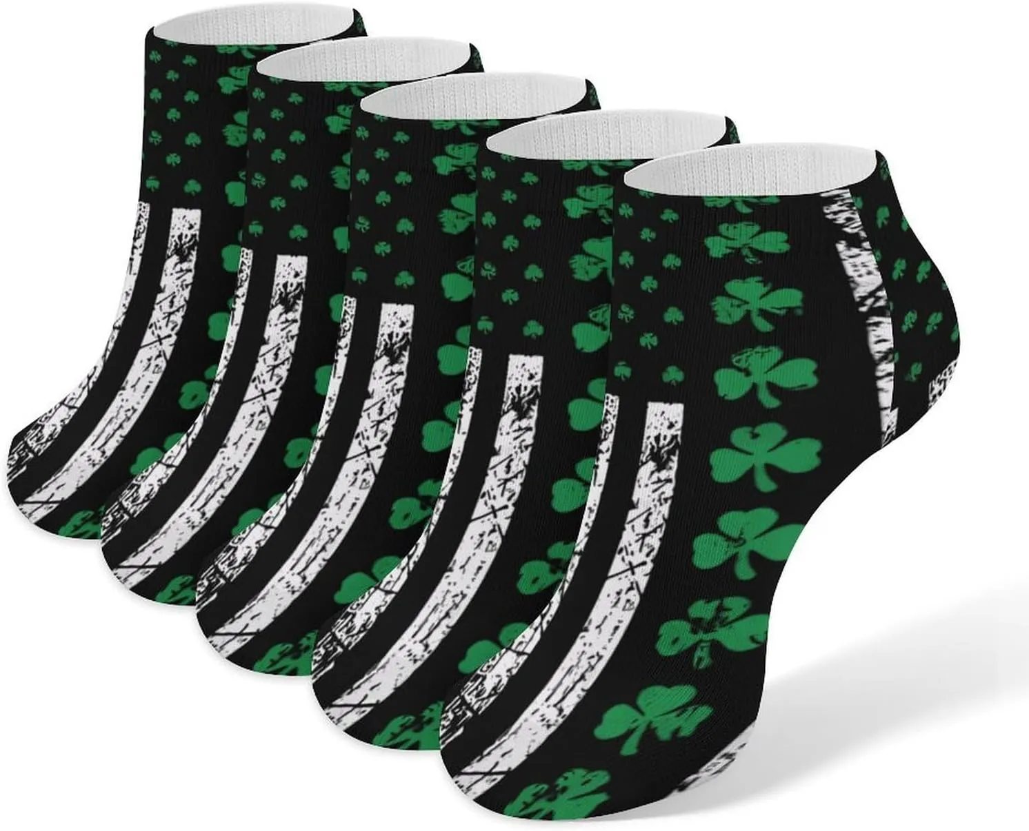 Ireland U.S. Flag 5 Pairs Low Cut Ankle Socks for Men Women Athletic Running Socks No Show Breathable
