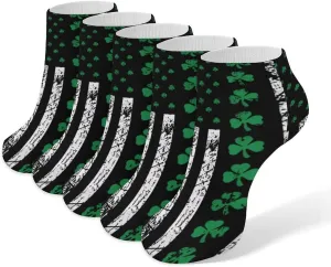 Ireland U.S. Flag 5 Pairs Low Cut Ankle Socks for Men Women Athletic Running Socks No Show Breathable