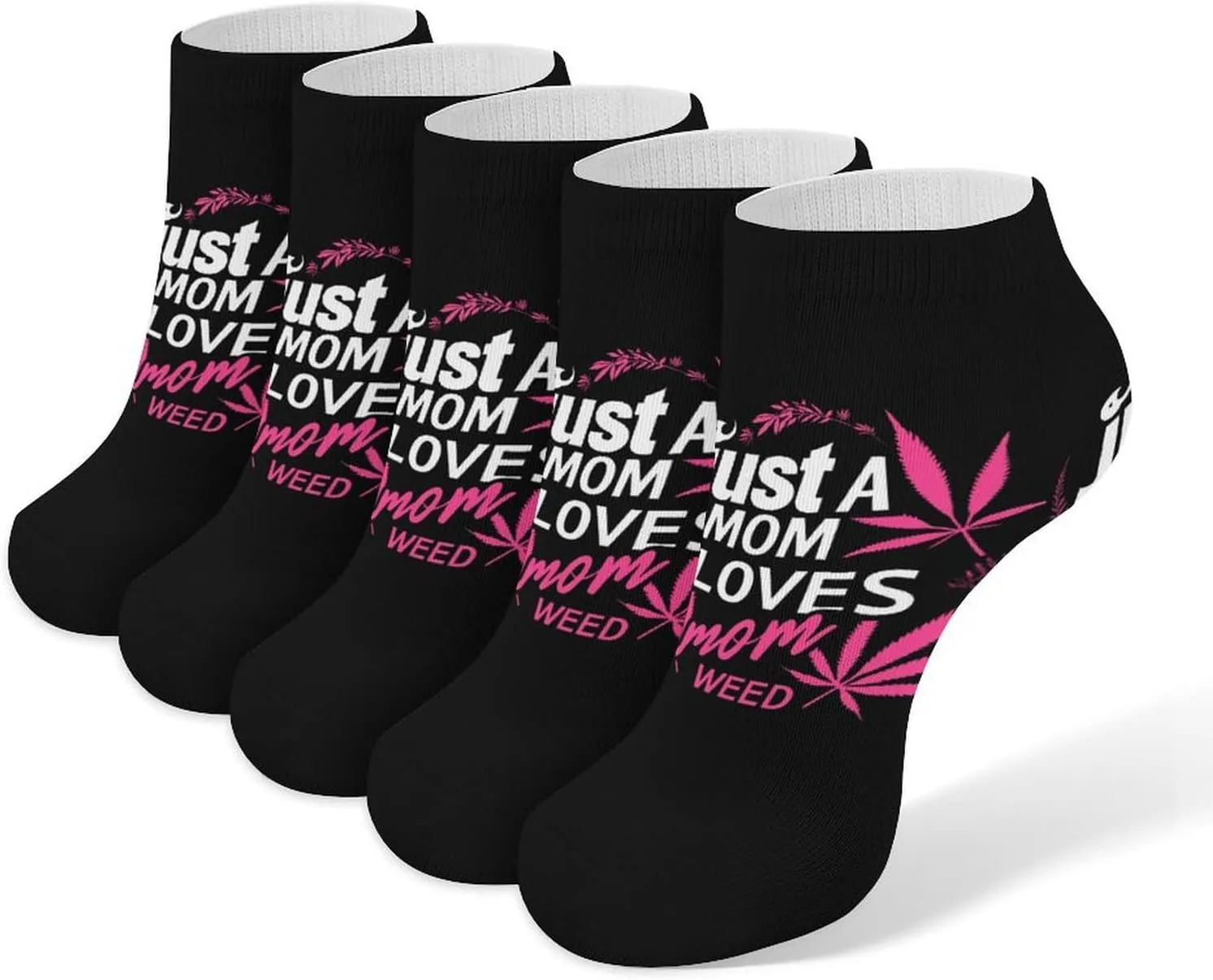 Just A Mom Who Loves Weed 5 Pairs Low Cut Ankle Socks for Men Women Athletic Running Socks No Show Breathable