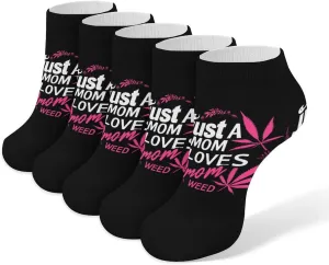 Just A Mom Who Loves Weed 5 Pairs Low Cut Ankle Socks for Men Women Athletic Running Socks No Show Breathable